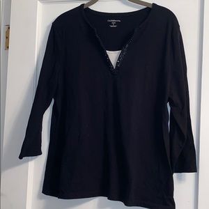 Long 3/4 sleeve embellished shirt